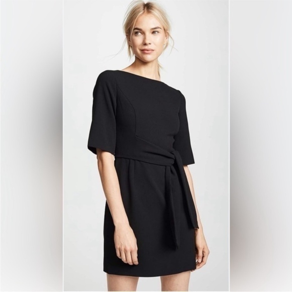 Alice + Olivia Dress Virgil Mini Belted Front Tie in Black
